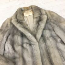 ※C-402 carven furs 高級 本毛皮 MINK サファイアミンク ミンクコート 毛皮コート ハーフコート コート アウター レディース 11 グレー_画像2