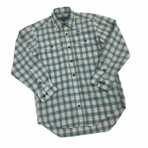 NC121 訳ありMILLET ミレー 長袖 シャツ カジュアルシャツ トップス メンズ S グリーン 緑 チェック柄 総柄 日本製