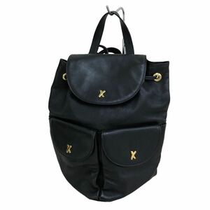 h038 イタリア製 本革 Paloma Picasso パロマピカソ レザー リュック バックパック バッグ 黒 ブラック 鞄 カバン bag