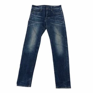 H692 G-STAR RAW ジースターロウ 3301 SLIM デニム パンツ ジーンズ Gパン ボトムス 濃紺 ブルー系 ヒゲ 加工 メンズ 28