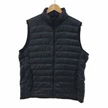 D506-⑥ UNIQLO ユニクロ ノースリーブ ジップアップ ダウン ベスト 羽織り トップス ダウン90%他 ブラック系 メンズ XL_画像5