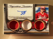 2023 Topps Museum Collection Signature Swatches Triple Relic Autographs #SWTRATS Tyler Stephenson 048/199_画像1