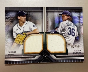 2023 Topps Museum Collection Dual Meaningful Material Relics #DMMRKG George Kirby/Logan Gilbert 02/50