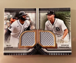 2023 Topps Museum Collection Dual Meaningful Material Relics #DMMRGT Riley Greene/Spencer Torkelson 03/50