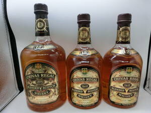 ・⑳古酒・CHIVAS REGAL12年・3箱セット・容器の容量、１１４０ｍｌ・７６０ml・７５０ｍｌ・アルコール分、43度・未開栓、保管品