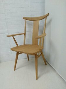 美品 柏 木工 KASHIWA カウホーン アーム チェア LC12 色 WO ナラ材 ハイバック イス 椅子
