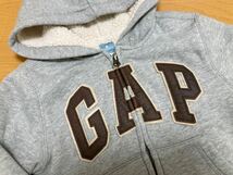 80 cm 裏ボア 美品 「 baby GAP 」 男の子 長袖 ジャンパー パーカー フリース ベビー 服 キッズ トップス アウター ギャップ 防寒_画像2