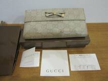 グッチ　ＧＵＣＣＩ　Wホック長財布 ホワイト　シマレザー　ショッパー、外箱、ショップカード　167464_画像10