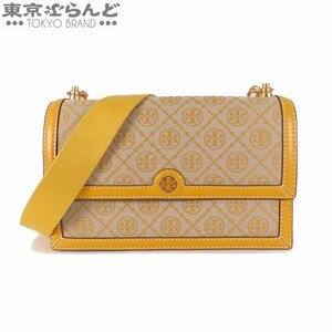 101706034 トリーバーチ Tory Burch Tモノグラム ショルダーバッグ 81863 イエロー ベージュ レザー ジャガード レディース