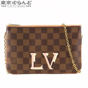 101708940 ルイヴィトン LOUIS VUITTON ポシェット・ドゥーブルジップ N60254 ダミエキャンバス ロゴ チェーン ショルダーバッグ A