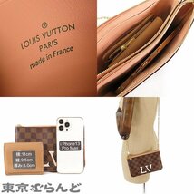 101708940 ルイヴィトン LOUIS VUITTON ポシェット・ドゥーブルジップ N60254 ダミエキャンバス ロゴ チェーン ショルダーバッグ A_画像9