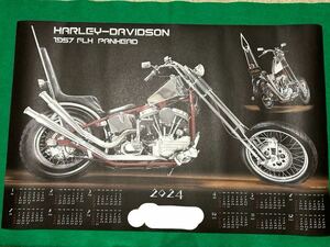 ハーレーダビッドソン★2024年 壁掛けカレンダー　1枚物 ポスター 不織布 1957 FLH PANHEAD takashi ohta harley-davidson バイク