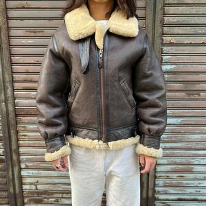  the US armed forces USAF TYPE B-3 real mouton America made flight jacket Vintage tea sheep leather B-6 Brown sheepskin military M