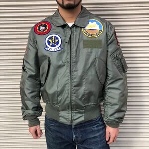 良品 90s 米軍実物 CWU-36/P 難燃素材 フライトジャケット フルデコ ワッペン トップガン ヴィンテージ マーベリック CWU45/P 80s L 42