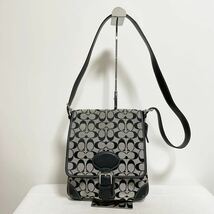 和170★ 美品 COACH コーチ ショルダーバッグ シグネチャー 斜めがけ レディース グレー ブラック_画像1