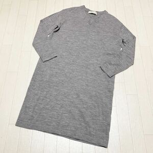 和190★ BEAUTY&YOUTH UNITED ARROWS ビューティー&ユース ニット ワンピース Vネック レディース グレー 長袖 ユナイテッドアローズ