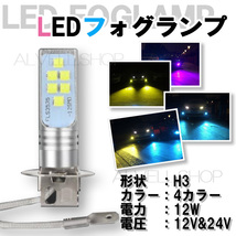 12V 24V LED フォグランプ H3 アップルグリーン ライムグリーン 緑 高輝度 LEDバルブ フォグライト 未使_画像3