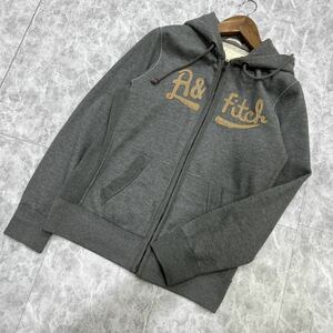 O @ 古着 '着心地抜群' Abercrombie&Fitch アバクロンビー＆フィッチ 裏起毛 スウェット ジップアップ パーカー XL 上着 アウター GRAY