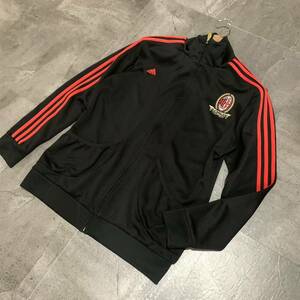 H ▼ 着心地抜群!! '刺繍デザイン' adidas アディダス A.C. MILAN 長袖 ジップアップ トラックジャケット ジャージ size:XL サッカー 