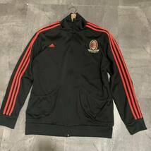 H ▼ 着心地抜群!! '刺繍デザイン' adidas アディダス A.C. MILAN 長袖 ジップアップ トラックジャケット ジャージ size:XL サッカー _画像2