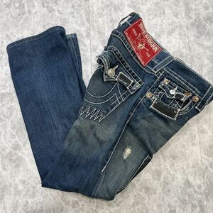 B @ 米国製 '洗礼されたデザイン' TRUE RELIGION トゥルーレリジョン PATCH BIG T リペア加工 デニムパンツ / ジーンズ W28 L33 古着 USA製