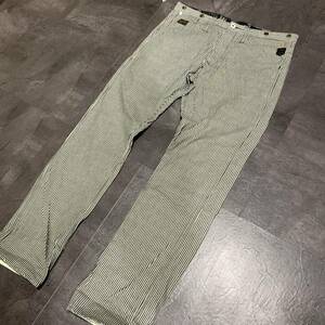 NN ▼ 履き心地抜群!! 'ロゴパッチ' G-STAR RAW ジースターロウ 3301 bridge tapered ストライプ柄 ボタンフライ コットン100% パンツ 32