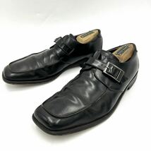 F @ 日本製 '履き心地抜群' REGAL リーガル 本革 LEATHER モンクストラップ ビジネスシューズ 革靴 ドレスシューズ 26cm 紳士靴 BLACK _画像1