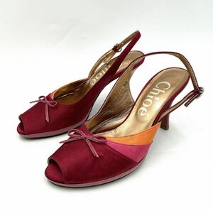 E @ 洗礼されたデザイン '高級ラグジュアリー靴' CHLOE クロエ T054 バックストラップ ヒール サンダル / ミュール EU35.5 22.5cm 婦人靴