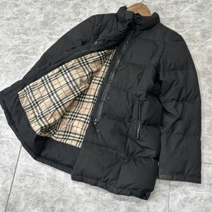 WW@ 極上DOWN90% '王道 裏地ノバチェック柄' BURBERRY LONDON バーバリー 国内正規品 ジップアップ 中綿 ジャケット 40 上着 アウター 古着