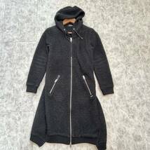 TT @ 国内正規品 '着心地抜群' DIESEL ディーゼル 高品質 WOOL混 フード付き ジップアップ ロング パーカー sizeXS 上着 アウター 古着 _画像2