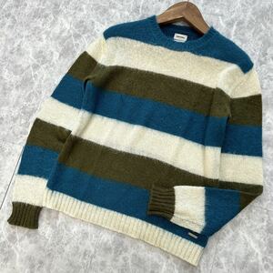 U @ 国内正規品 '洗礼されたデザイン' DIESEL ディーゼル 長袖 モヘヤ WOOL混 ボーダー ニット セーター S メンズ 紳士服 トップス 古着