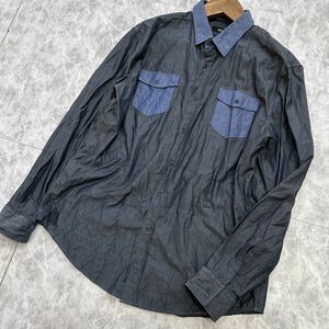 JJ @ 美品 '洗礼されたデザイン' BOSS HUGO BOSS ヒューゴボス SLIM FIT 長袖 COTTON ボタンシャツ size2XL メンズ 紳士服 トップス 