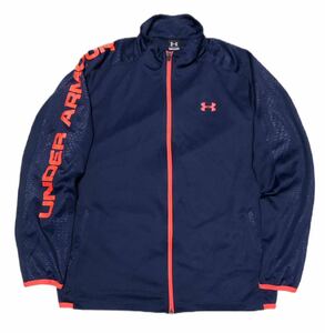 9838 大きいサイズ《UNDER ARMOUR アンダーアーマー》UA ビッグロゴプリント フルジップ トラックジャケット ネイビー XXL