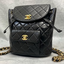 1円〜 美品　CHANEL　シャネル　マトラッセ　ラムスキン　レザー　リュック　キルティング　リュック　バックパック_画像1