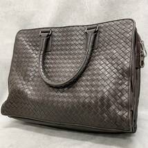 1円〜 美品 BOTTEGA VENETA ボッテガ ヴェネタ イントレチャート ビジネスバッグ ダークブラウン カーフレザー 194669_画像1