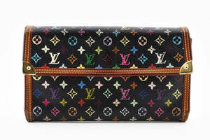 1円〜　美品　LOUISVUITTON ルイヴィトン　マルチカラー　ポルトトレゾールインターナショナル　長財布　ノワール　黒　ブラック　M92658