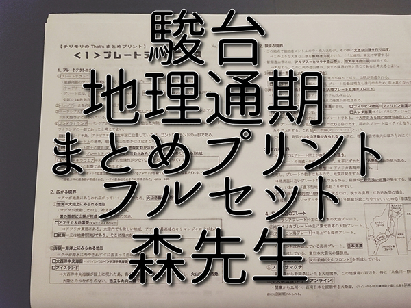 駿台　森先生　最新版　通年　地理まとめプリント　2次　共通テスト　フルセット　社会　　河合塾　駿台　鉄緑会　東進　SEG 