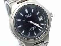 1000円～☆SEIKO セイコー ソーラー メンズ腕時計 TITANIUM タイタニウム 5K25-0A80 デイト 黒文字盤/N3102-1900⑥_画像2