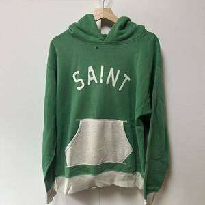 セントマイケル　SAINT MICHAEL FELT SWEAT HOODIE フェルト スウェット フーディー パーカー サイズM 送料込　グリーン　常田着