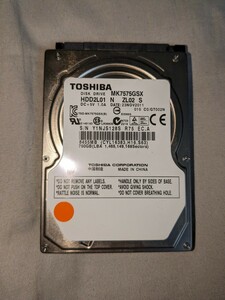 【ジャンク】東芝 750GB SATA HDD 2.5インチ 9.5mm厚 MK7575GSX 