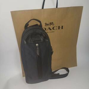 美品◇◇COACH◇◇コーチ ショルダーバッグ F70692 ナイロン×レザー ダークブラウンメンズ ボディバッグ