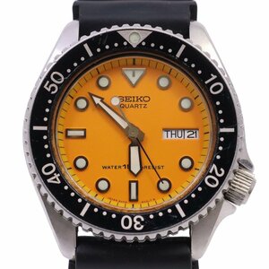 SEIKO セイコー 150M防水 ダイバー型 クォーツ ボーイズ 腕時計 デイデイト オレンジ文字盤 社外ベルト 6458-600A【いおき質店】