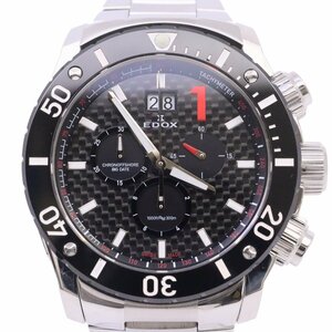 EDOX Ed ks Class one Chrono offshore big Date quartz men's wristwatch carbon face original SS belt 10021[... pawnshop ]
