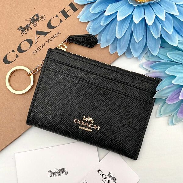 新品☆COACH(コーチ)ブラック レザー コインケース