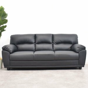 [ limitation free shipping ] black 3P triple sofa 3 seater . living black outlet furniture sofa [ new goods unused exhibition goods ]0017306