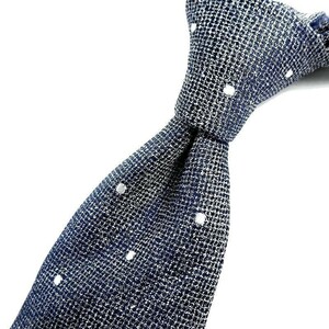 HACKETT LONDON ハケット 新品 定価1.5万 イタリア製 清涼シルクリネン 絹麻 メランジ×ドット柄 ネクタイ HM052277 818 ▲010▼bus7254c