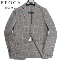 【新品・春夏】定価7.2万エポカ ウオモ EPOCA UOMO PRIMA《上質伊製 ANGELICO生地》ウールコットン グレンチェック ジャケット 46 灰系_画像9