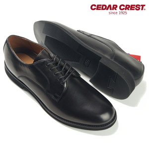 【新品】セダークレスト CEDAR CREST《伊 エクストラライト》軽量・クッション 上質本革 プレーントゥ ビジネスシューズ 黒 25cm 3E