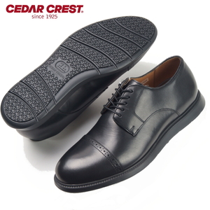 【未使用】セダークレストCEDAR CREST《伊エクストラライト》軽量・クッション 本革パンチド ストレートチップ 黒 25.5cmビジネスシューズ