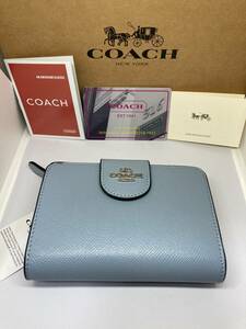 ☆新品未使用　正規品　COACH　コーチ　C6390　二つ折り財布 クロスグレイン ミディアム コーナージップ ウォレット ウォーターフォール☆